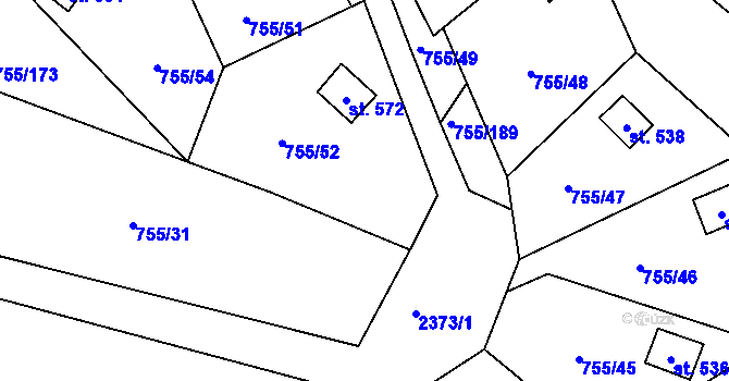 Parcela st. 755/53 v KÚ Rajnochovice, Katastrální mapa