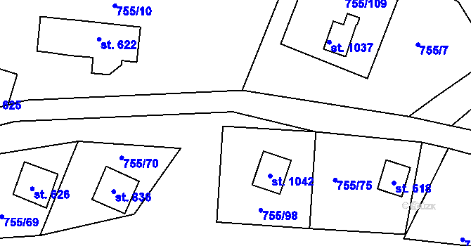 Parcela st. 755/99 v KÚ Rajnochovice, Katastrální mapa