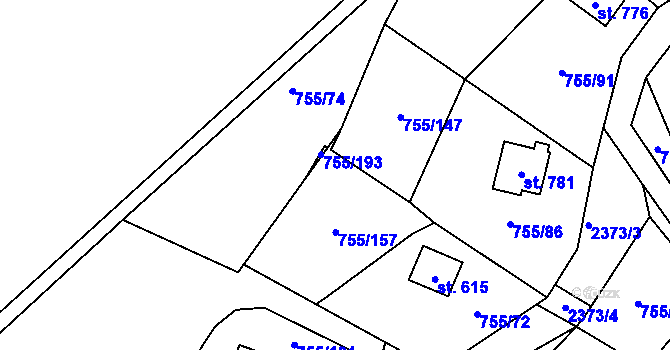 Parcela st. 755/146 v KÚ Rajnochovice, Katastrální mapa