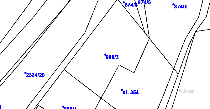 Parcela st. 908/3 v KÚ Rajnochovice, Katastrální mapa