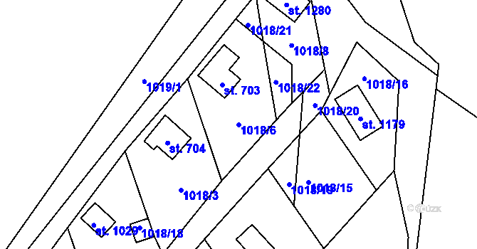 Parcela st. 1018/6 v KÚ Rajnochovice, Katastrální mapa