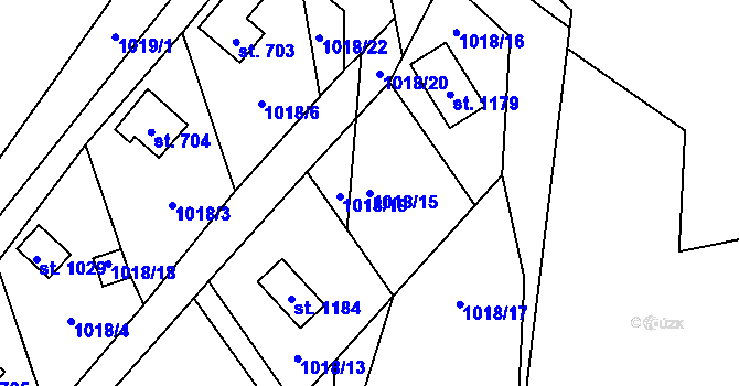 Parcela st. 1018/15 v KÚ Rajnochovice, Katastrální mapa
