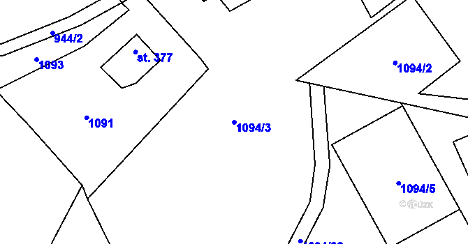 Parcela st. 1094/3 v KÚ Rajnochovice, Katastrální mapa