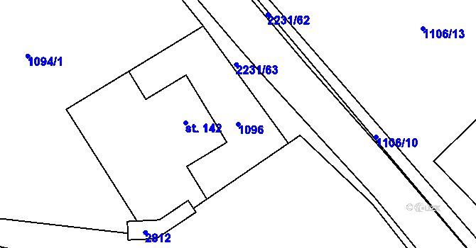 Parcela st. 1096 v KÚ Rajnochovice, Katastrální mapa
