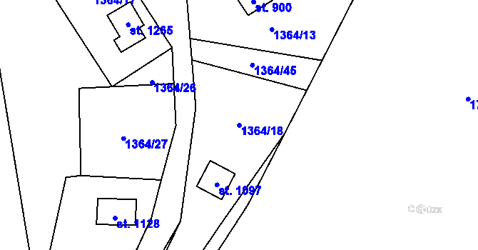 Parcela st. 1364/18 v KÚ Rajnochovice, Katastrální mapa
