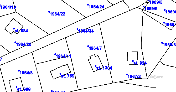 Parcela st. 1964/7 v KÚ Rajnochovice, Katastrální mapa