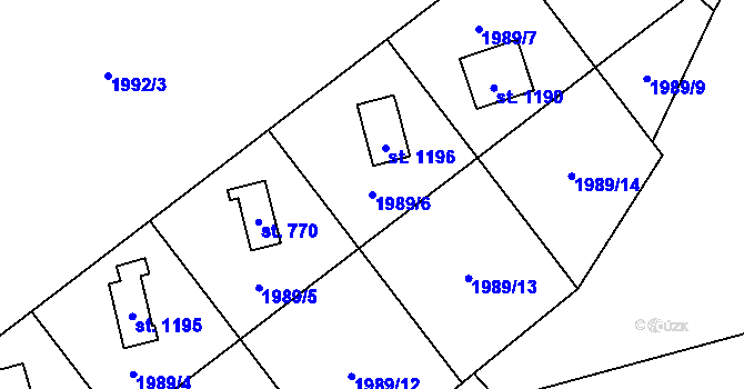 Parcela st. 1989/6 v KÚ Rajnochovice, Katastrální mapa