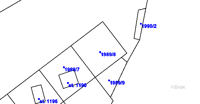 Parcela st. 1989/8 v KÚ Rajnochovice, Katastrální mapa