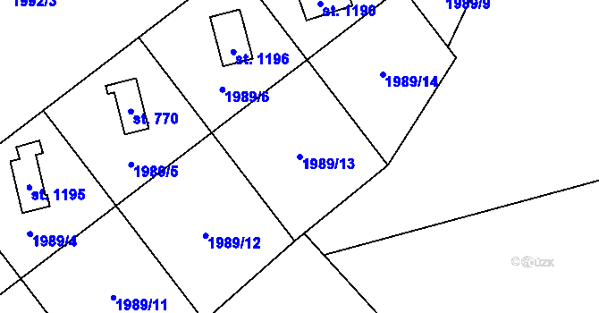 Parcela st. 1989/13 v KÚ Rajnochovice, Katastrální mapa