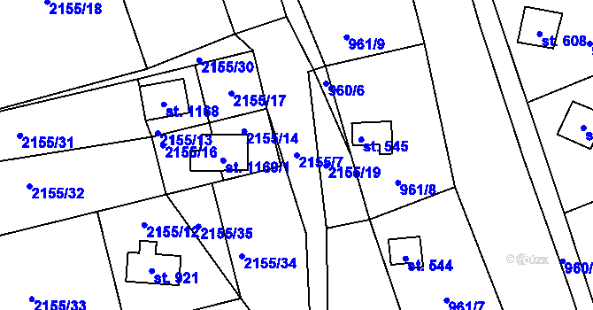 Parcela st. 2155/7 v KÚ Rajnochovice, Katastrální mapa