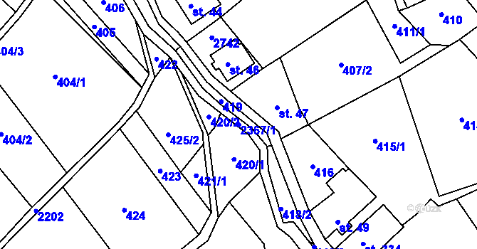 Parcela st. 2367/1 v KÚ Rajnochovice, Katastrální mapa