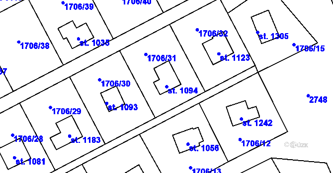 Parcela st. 1094 v KÚ Rajnochovice, Katastrální mapa