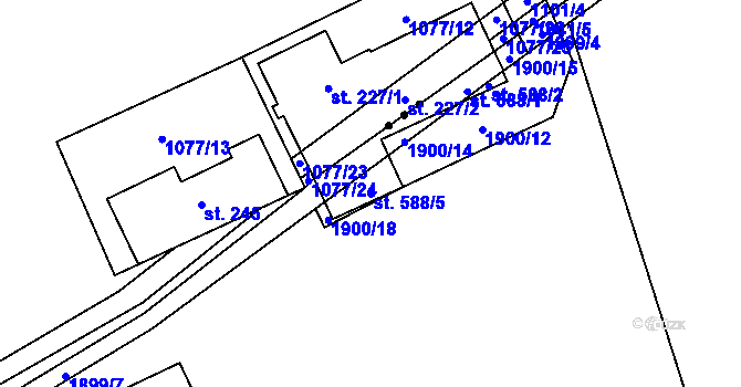 Parcela st. 588/5 v KÚ Rajnochovice, Katastrální mapa