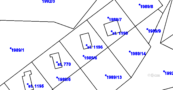 Parcela st. 1196 v KÚ Rajnochovice, Katastrální mapa