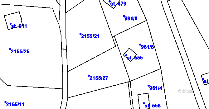 Parcela st. 2155/22 v KÚ Rajnochovice, Katastrální mapa