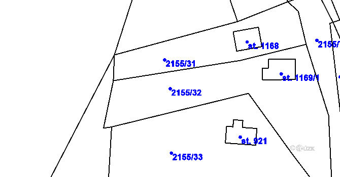 Parcela st. 2155/32 v KÚ Rajnochovice, Katastrální mapa