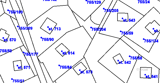 Parcela st. 755/178 v KÚ Rajnochovice, Katastrální mapa