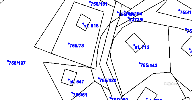 Parcela st. 755/184 v KÚ Rajnochovice, Katastrální mapa