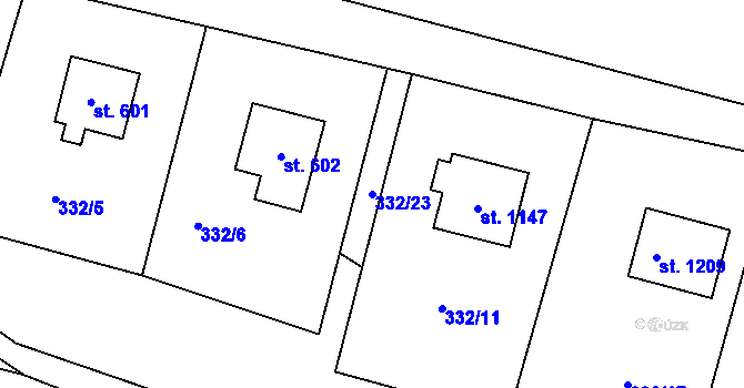 Parcela st. 332/23 v KÚ Rajnochovice, Katastrální mapa