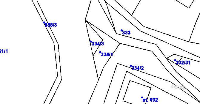 Parcela st. 334/1 v KÚ Rajnochovice, Katastrální mapa