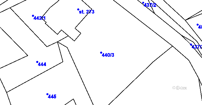 Parcela st. 440/3 v KÚ Rajnochovice, Katastrální mapa