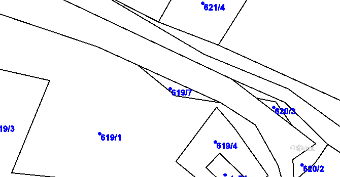 Parcela st. 619/7 v KÚ Rajnochovice, Katastrální mapa