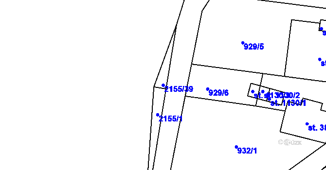 Parcela st. 2155/39 v KÚ Rajnochovice, Katastrální mapa