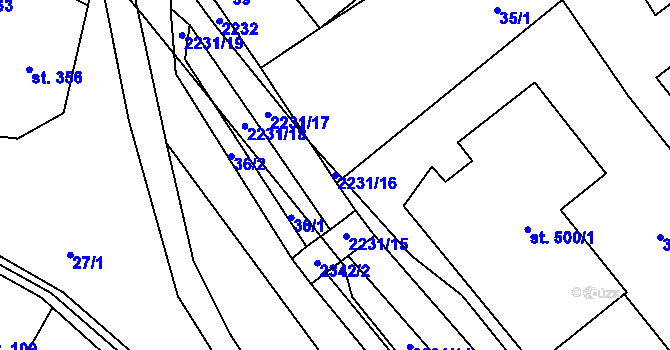 Parcela st. 2231/16 v KÚ Rajnochovice, Katastrální mapa