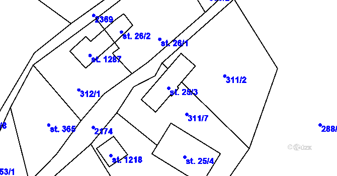 Parcela st. 25/3 v KÚ Rajnochovice, Katastrální mapa