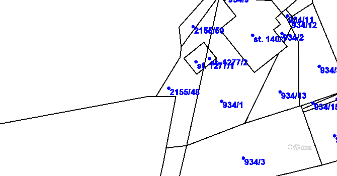 Parcela st. 2155/48 v KÚ Rajnochovice, Katastrální mapa