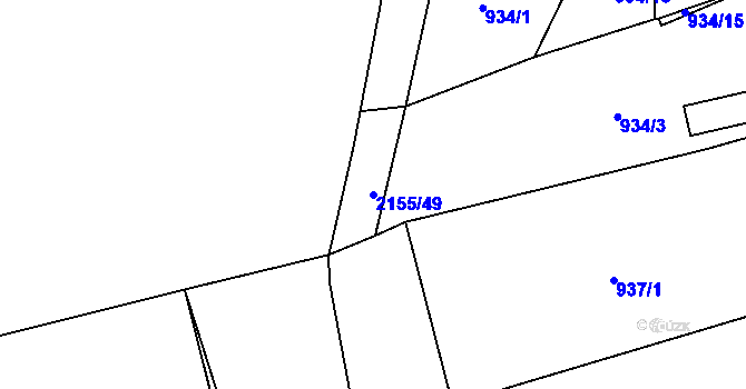 Parcela st. 2155/49 v KÚ Rajnochovice, Katastrální mapa