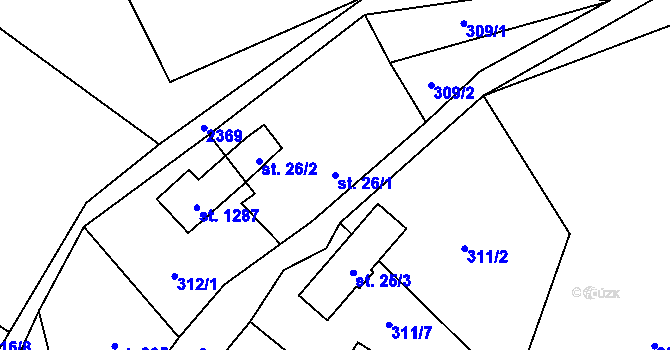 Parcela st. 26/1 v KÚ Rajnochovice, Katastrální mapa