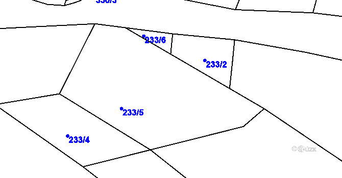 Parcela st. 233/13 v KÚ Rakousy, Katastrální mapa