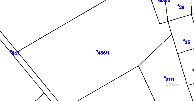 Parcela st. 455/1 v KÚ Rakov u Hranic, Katastrální mapa