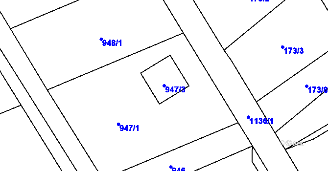 Parcela st. 947/3 v KÚ Rakov u Hranic, Katastrální mapa