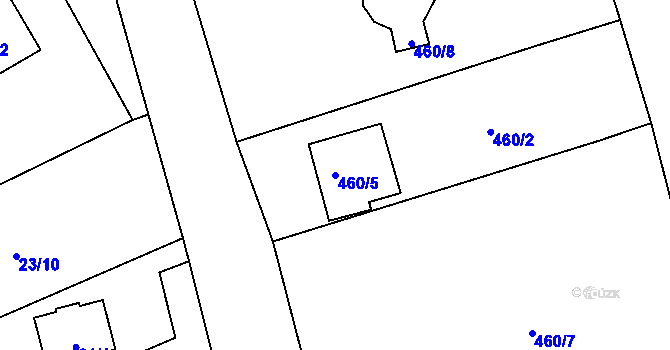 Parcela st. 460/5 v KÚ Rakov u Hranic, Katastrální mapa