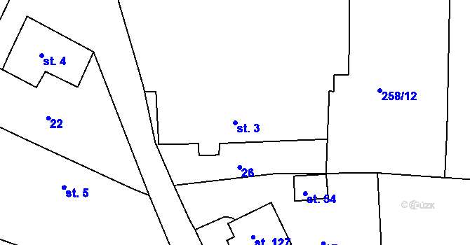 Parcela st. 3 v KÚ Raková u Rokycan, Katastrální mapa