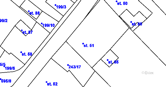Parcela st. 51 v KÚ Raková u Rokycan, Katastrální mapa
