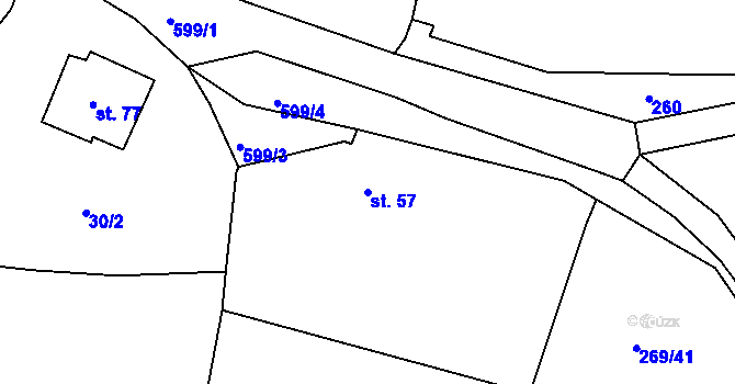 Parcela st. 57 v KÚ Raková u Rokycan, Katastrální mapa