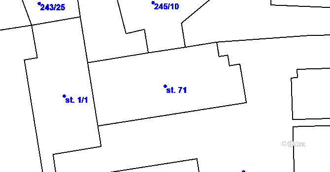 Parcela st. 71 v KÚ Raková u Rokycan, Katastrální mapa