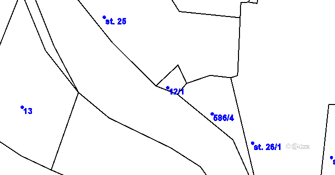 Parcela st. 12/1 v KÚ Raková u Rokycan, Katastrální mapa