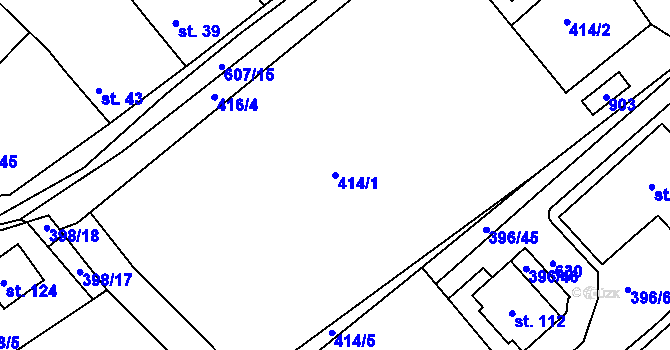 Parcela st. 414/1 v KÚ Raková u Rokycan, Katastrální mapa