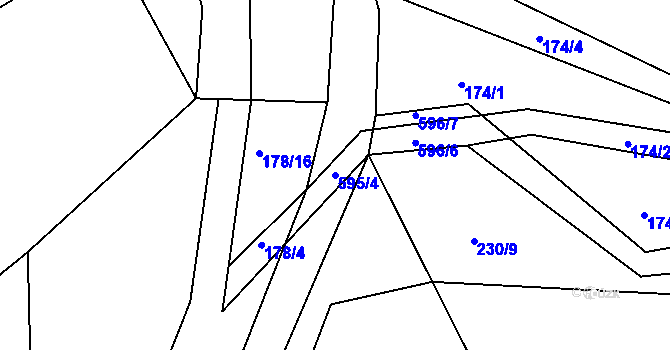 Parcela st. 595/4 v KÚ Raková u Rokycan, Katastrální mapa