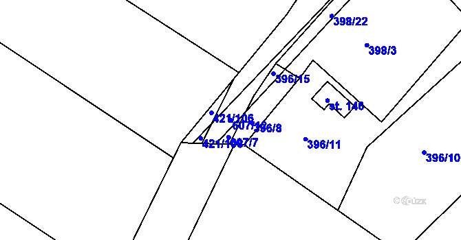 Parcela st. 607/12 v KÚ Raková u Rokycan, Katastrální mapa