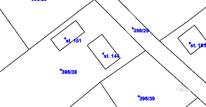 Parcela st. 144 v KÚ Raková u Rokycan, Katastrální mapa
