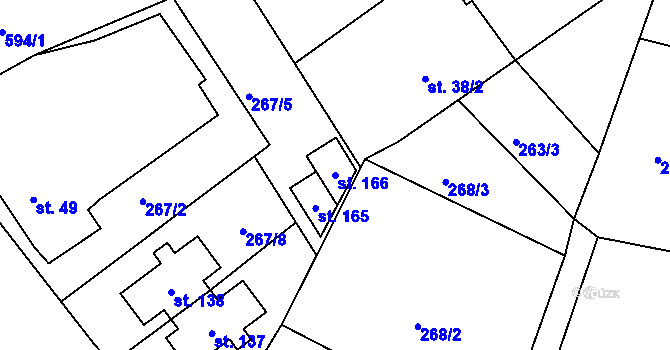 Parcela st. 166 v KÚ Raková u Rokycan, Katastrální mapa