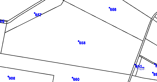 Parcela st. 658 v KÚ Raková u Rokycan, Katastrální mapa