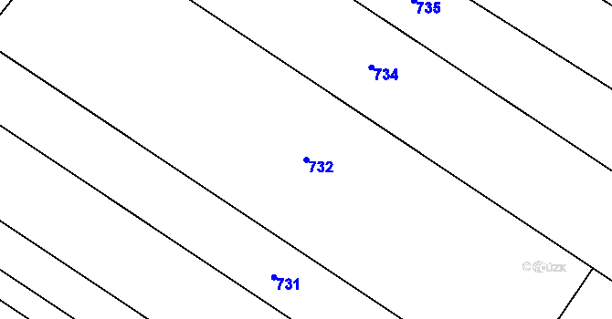 Parcela st. 732 v KÚ Raková u Rokycan, Katastrální mapa