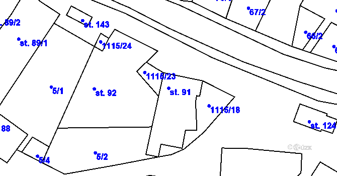 Parcela st. 91 v KÚ Raková u Konice, Katastrální mapa