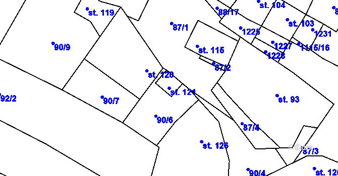 Parcela st. 121 v KÚ Raková u Konice, Katastrální mapa